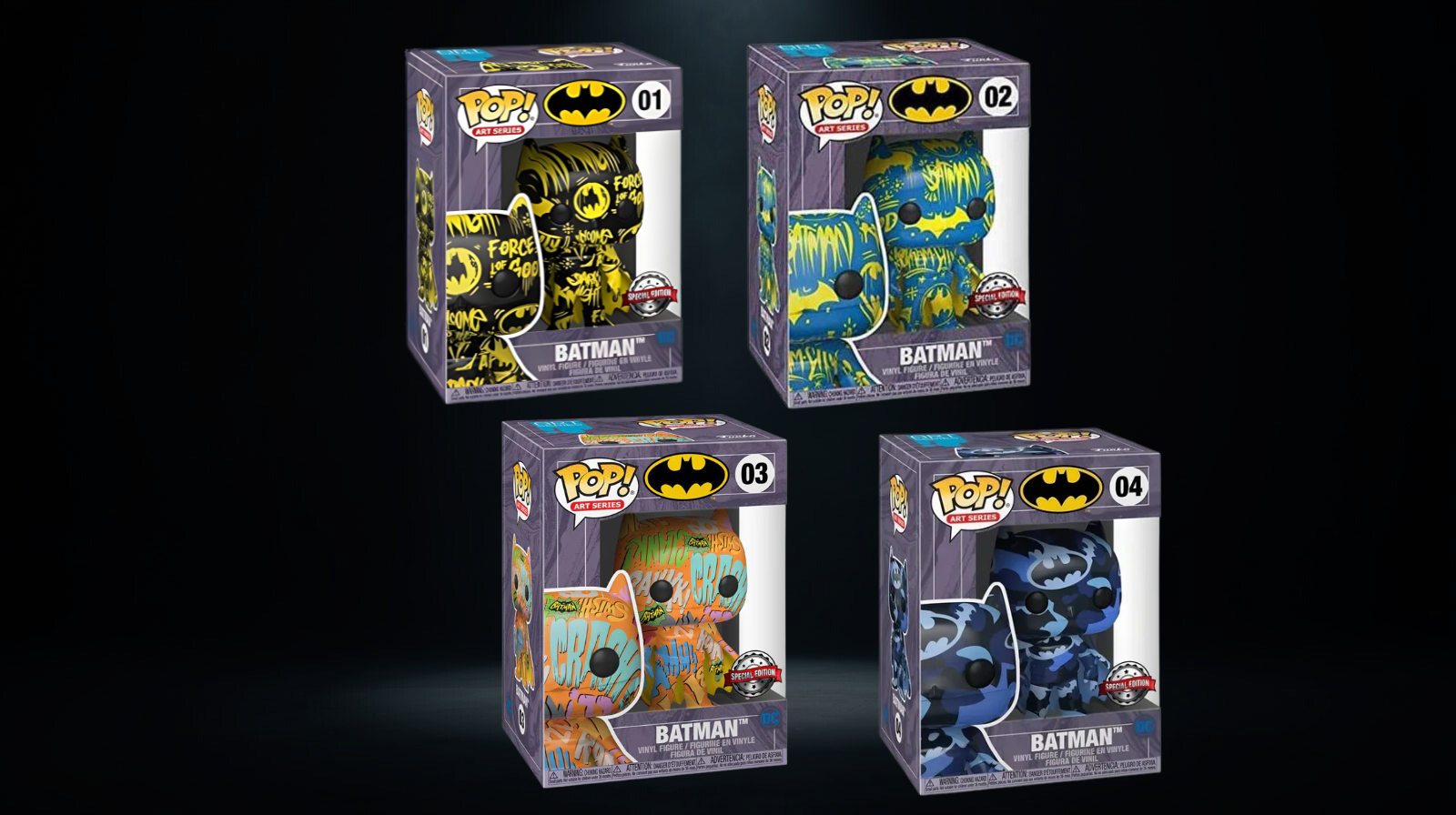Funko Pop! Art Series Batman set 4 Funko Pop! Heroes DC – Batman Art Series Set Completo (4 Figuras) #01–04 Special Edition