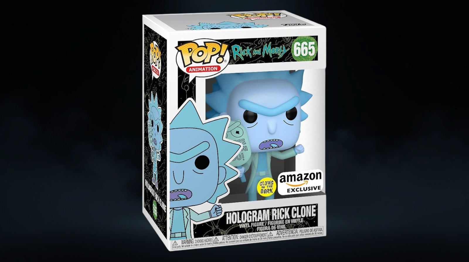 Funko Pop! Rick and Morty Hologram Rick Clone Glow in the Dark #665 Amazon Exclusive - Imagen 4