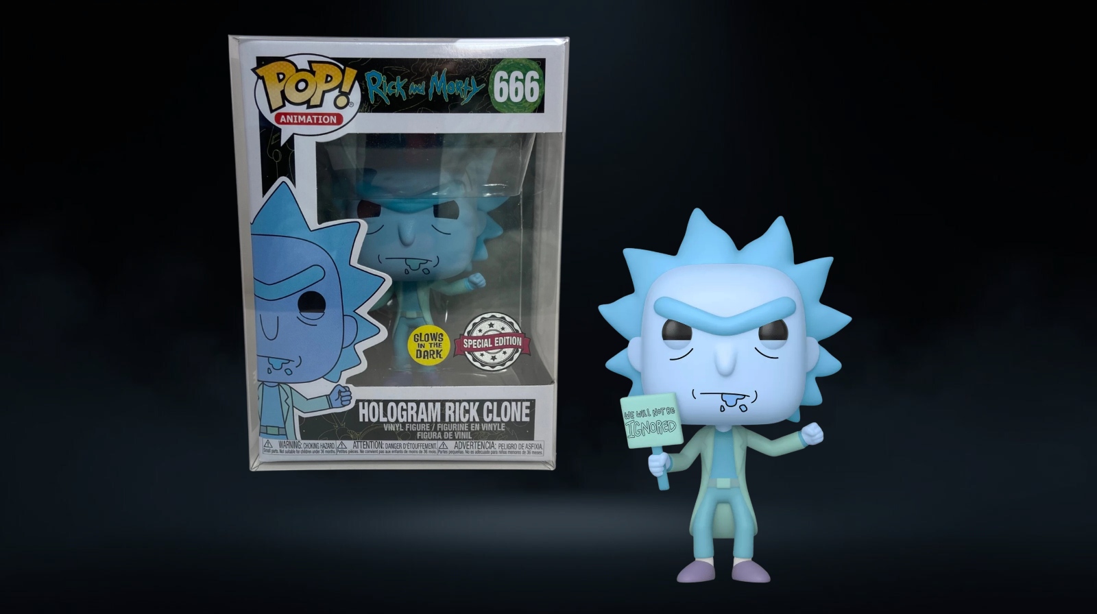 Funko Pop! Rick and Morty Hologram Rick Clone Glow in the Dark Special Edition #666 - Imagen 3