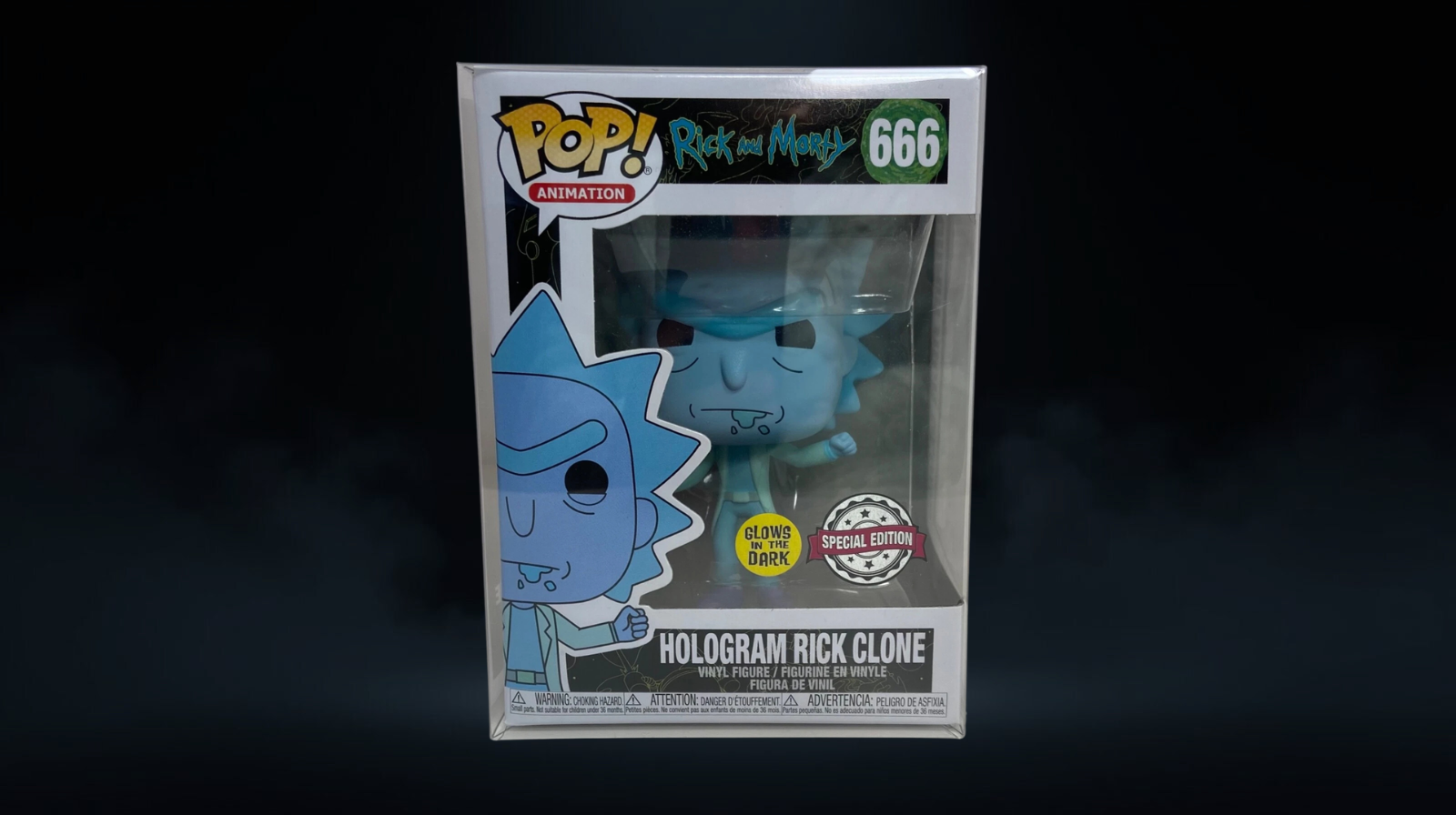 Funko Pop! Rick and Morty Hologram Rick Clone Glow in the Dark Special Edition #666 - Imagen 4